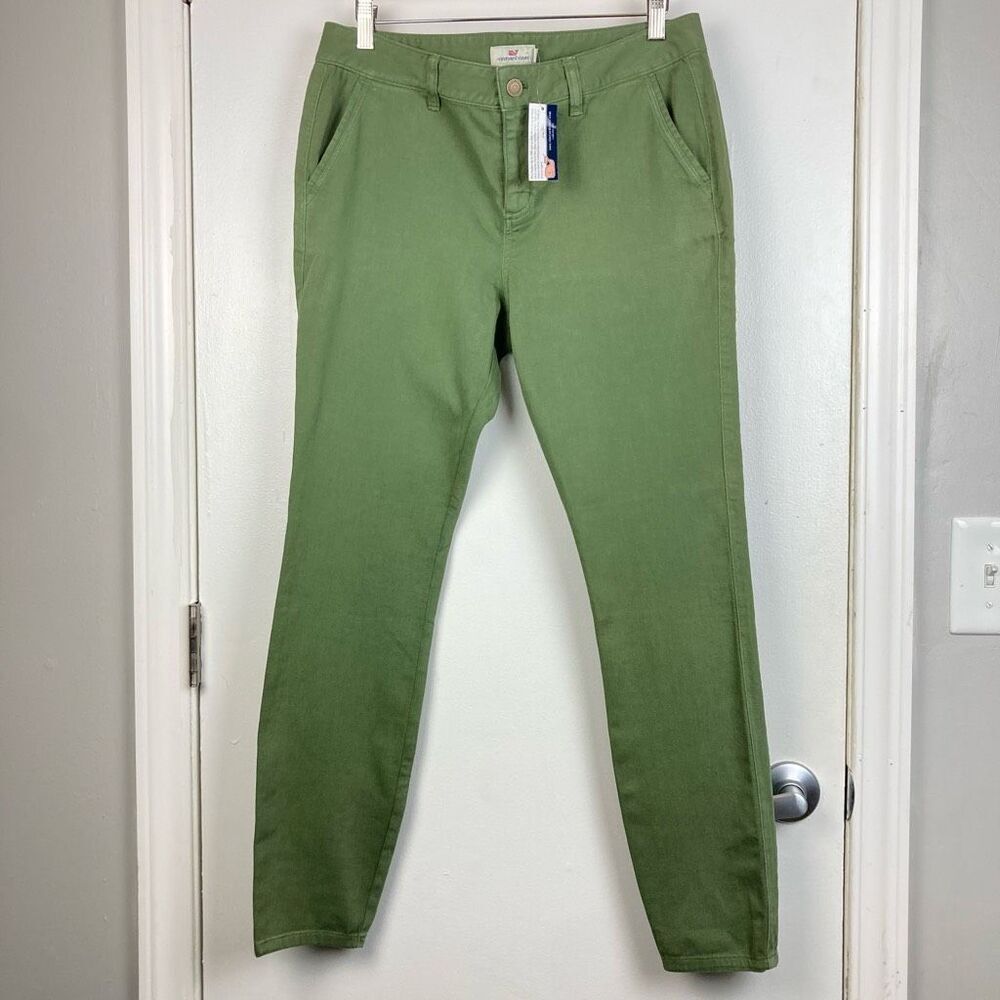 Vineyard Vines Women's Skinny Utility Chino Pant Army Green Back Cargo Pockets 8